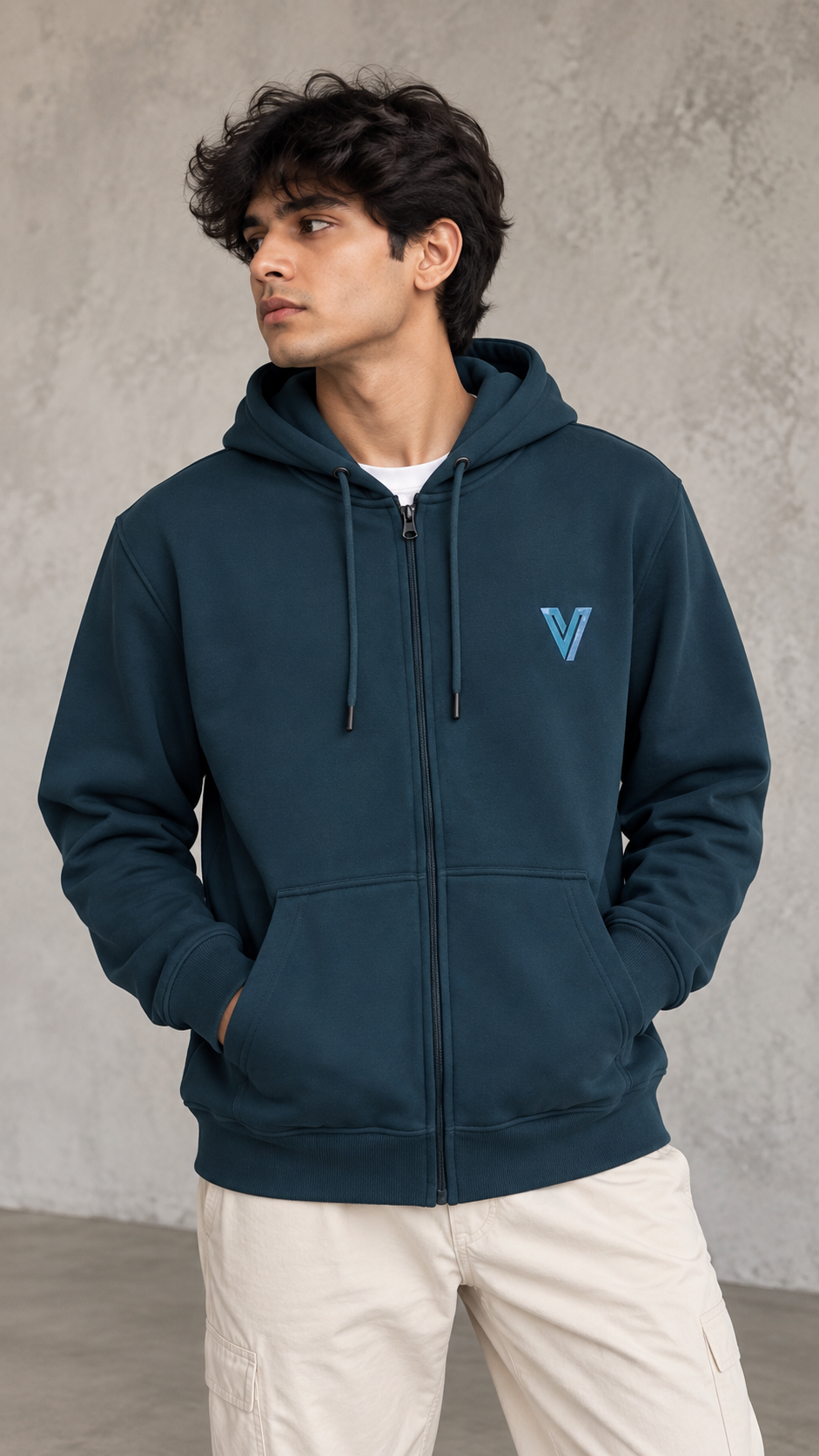 INVERNO Essential Full-Zip Hoodie — Teal