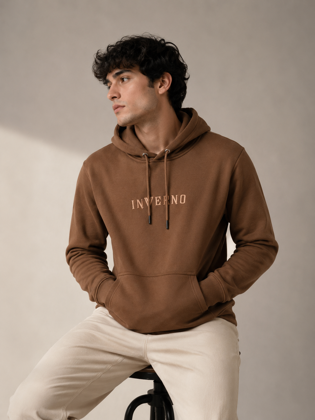 INVERNO Essential Pullover Hoodie – Brown